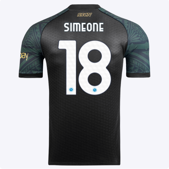 drittes em-spieltrikot des ssc neapel 20232024 – 18 – giovanni simeone Kategorie | SSC Napoli Trikots für Wahre Fans