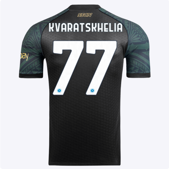 drittes em-spieltrikot des ssc neapel 20232024 – 77 – khvicha kvaratskhelia Kategorie | SSC Napoli Trikots für Wahre Fans